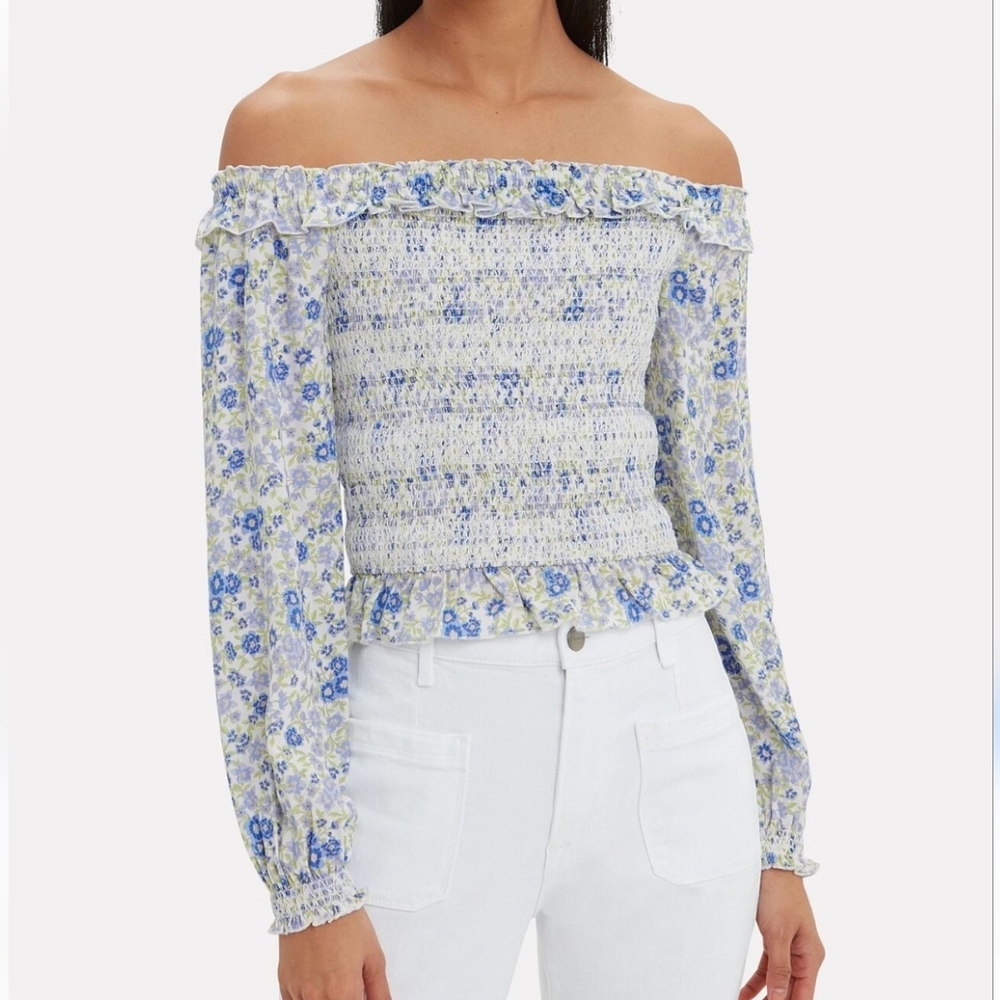 Intermix Dolly Off Shoulder Smocked Blouse XS